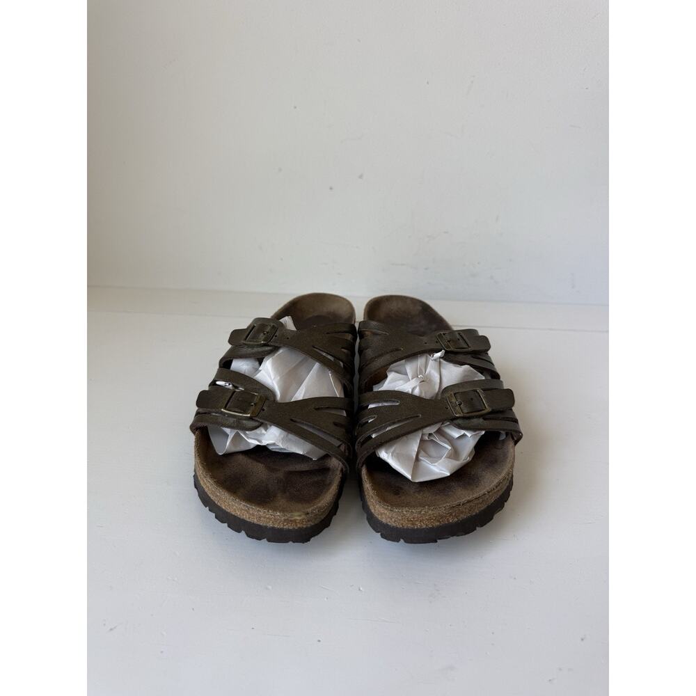 Birkenstock Granada Sandals Womens 8 EU 39 Olive Green Leather Strappy Buckle - Picture 3 of 7